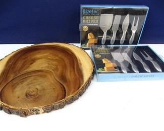Cheese Knife Sets HardWood Natural Cutting Board