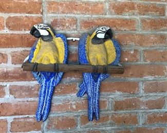 Well trained parrots for your wall.