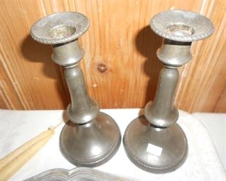 PAIR OF OLD PEWTER CANDLESTICKS
