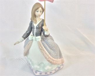 Lladro, Girl with Umbrella, 8" H.