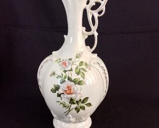 Decorative Painted Vase, 14" H. 