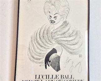 Lucille Ball Caricature Poster by Al Hirschfeld. Lucille Ball First Lady of Comedy Museum of Broadcasting April 6 - September 3. Inscribed and Signed, "For Carl Love Lucy", 20" x 28".