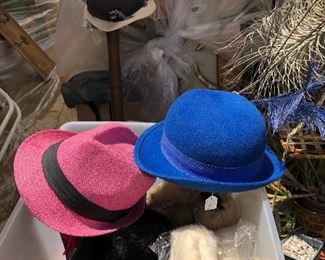 Hats and fur pieces. Vintage purses 