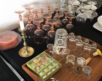 Lovely set of pink depression glass