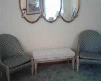 Midcentury chairs and bench
