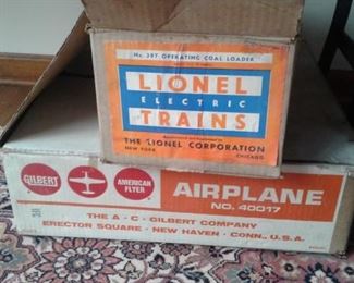 Gas powered plane and Lionel accessories and boxes!