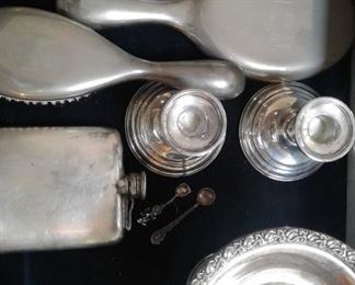 Sterling and plate-including a great early sterling flask.