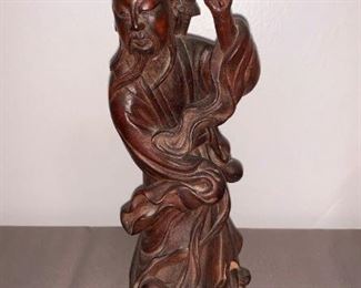 Vintage Asian Hand-Carved Wood Figure 