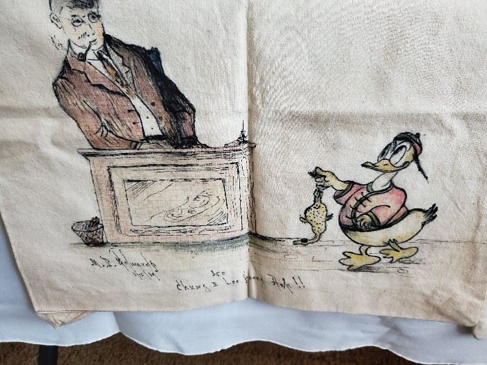Handpainted and dated 1939. Looks like Donald Duck!