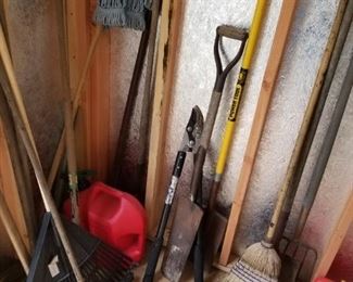 yard tools and planters