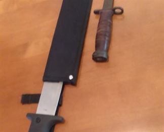 Machete and combat knife