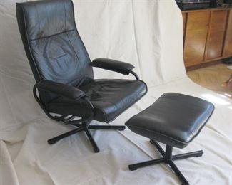 Mid Century Leather Chair and Ottoman
