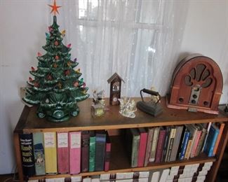 books & ceramic Christmas tree