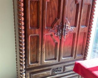 #4 Bachelors Chest w/5 drawer & 2 doors w/ Barley Twist Side 42x20x62 $125.00