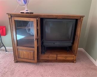 #8 Wood Entr. Center w/slide doors & Glass Side Door 58x21x43 $75.00