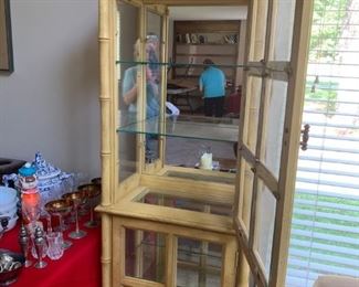 #9 Wood (yellow bamboo look) 2 doors w/4 shelves & light 21x12x71 $125.00