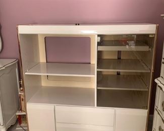 #38 Entr. Laquer/Bronze/Laminate 49x18x49 2/drawers & 2 doors & glass door $20.00