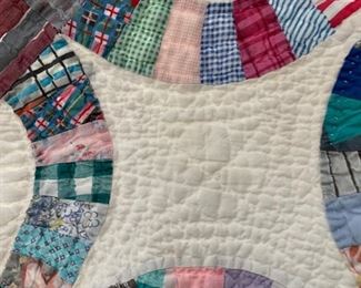 #42 Double Wedding Ring Hand-quilted Quilt $65.00