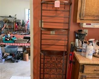 #50 Iron Bakers Rack w/wine Rack & 3 shelves & pot holder 20x12x77 $75.00
