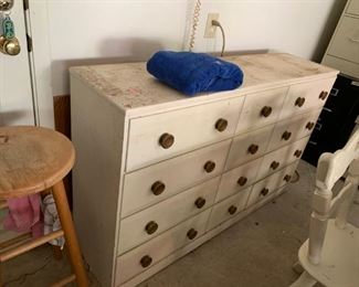 #52 12 drawer Dresser 57x14x35 $75.00