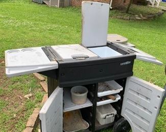 #61 Backyard Gear w/shelves (bbq table) -25-50x17.5x33 $30.00