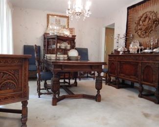 HEAVILY CARVED DINING SUITE