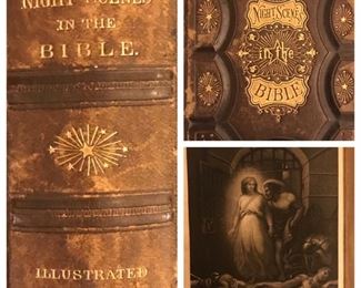 Antique book ‘Night Scenes In The Bible’, circa 1869, first edition. Beautiful book plates. 
