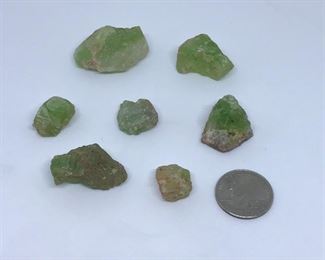 Rough Green Fluorite ranging from 20 - 98 carats.