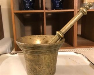 “Bell Metal” antique early 19th century mortar and pestle. 