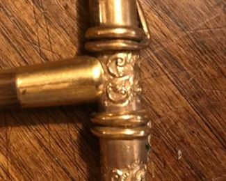 Detail of hand chased 18k gold handle 