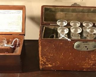 Antique medical equipment collection.  These are two antique renal function devices 
