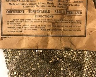 Medical Quackery.  1920’s Fischer mesh electrodes made of pure German silver 