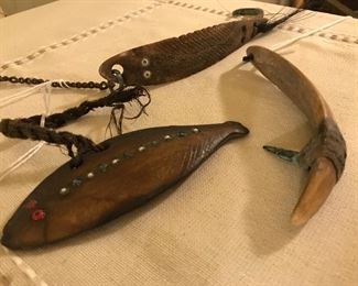 Antique Pacific Indian fishing lures 