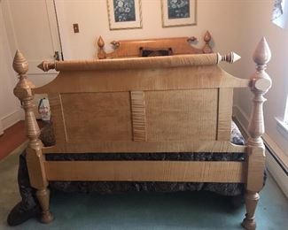 Tiger maple full size bed. Head and foot boards.