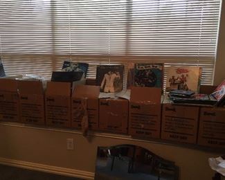 These boxes on this window sill are filled with all kinds of LPs
