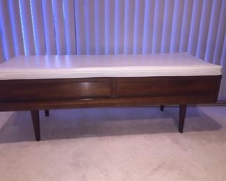 Mid- Century end of the bed cushion ottoman with underneath drawer storage - WOW again Primo