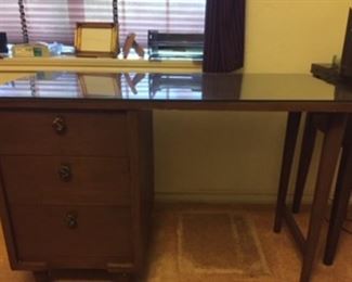 Study Desk Great condition with glass top 3 drawers