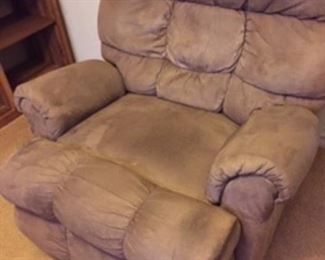 2 XL Matching Recliners Faux Suede Tan Color