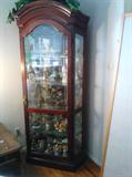 Tall Curio Cabinet with glass shelves & interior lights