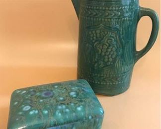 Vintage stoneware Pitcher & Monterey Jade Jewelry Box  https://ctbids.com/#!/description/share/157176