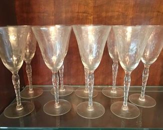 Etched Wine Glasses with Spiral stem https://ctbids.com/#!/description/share/157204