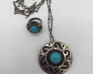 925 Sterling Silver and Turquoise Ring and Pendant/Brooch https://ctbids.com/#!/description/share/157232