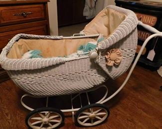 Antique Wicker Baby Carriage