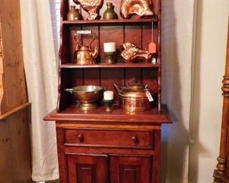 Antique Hutch for displaying on 3 shelves, and extra storage