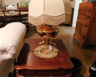 Closeup of Side tables and lamps