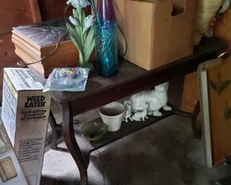Antique table, yard items, more