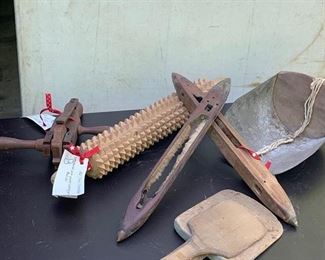 Assortment of primitive wooden items
