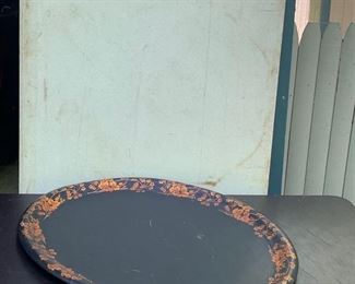 Early tole tray with hand painted design