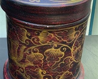 Large sized Asian highly decorated  container with lid