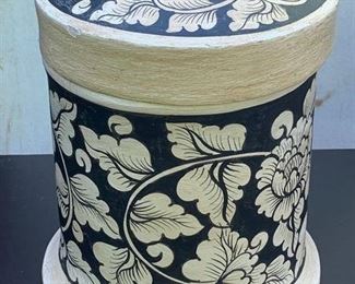 Medium sized Asian highly decorated container with lid